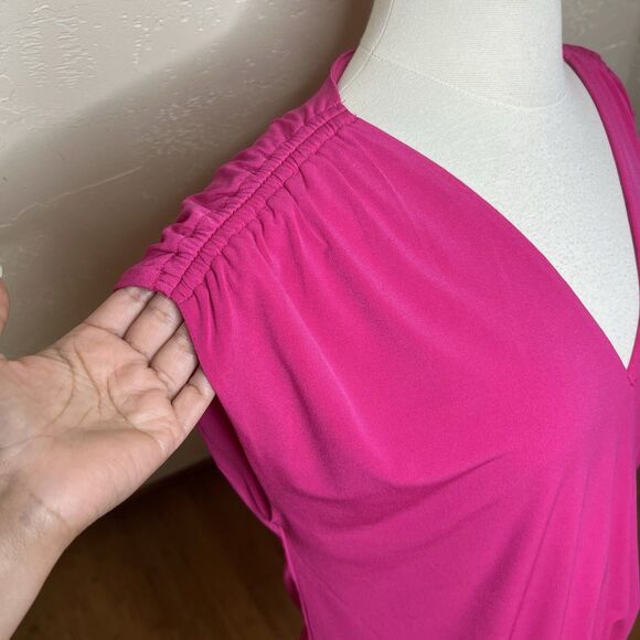 INC International Concepts Top Size Medium Pink Surplice Tie Waist Cap Sleeves - Picture 6 of 12